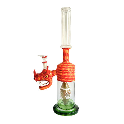 18-Inch Multi-Color Dragon Art Glass Bong with American Football Shape Percolator