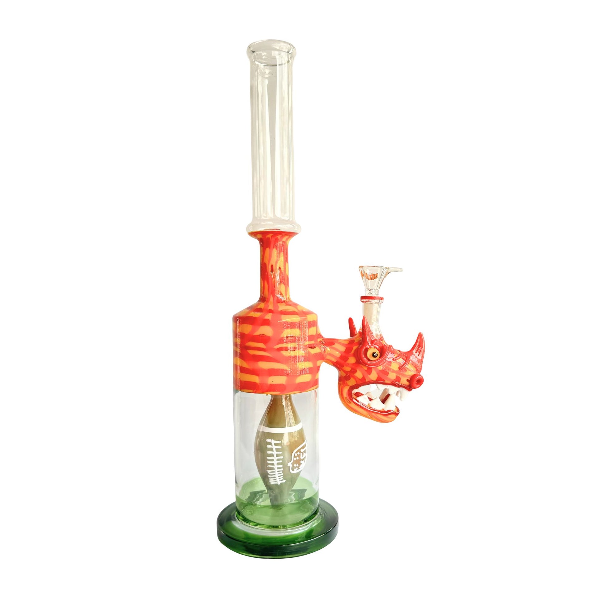 18-Inch Multi-Color Dragon Art Glass Bong with American Football Shape Percolator