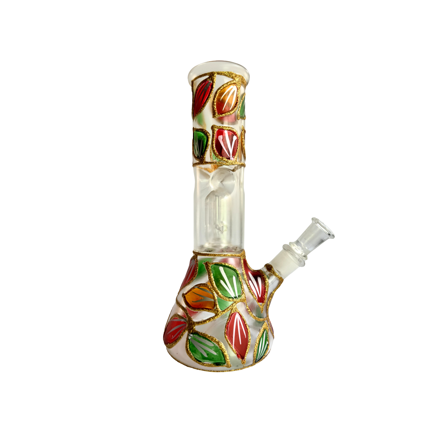 Multi-colored Glass Bong - Leaves