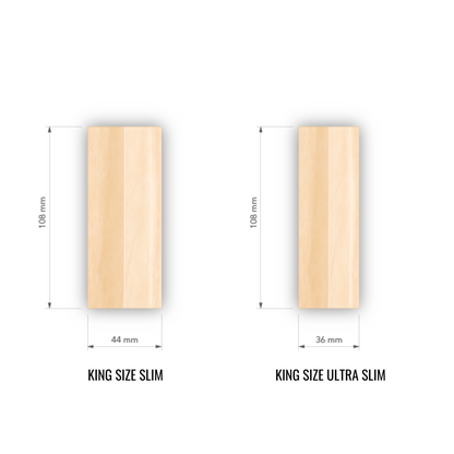 King Size Slim and King Size Ultra Slim Rolling Paper Size Comparison 