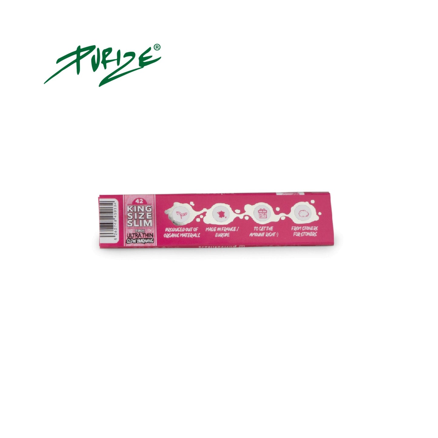 PURIZE Pink Rolling Papers - King Size Slim