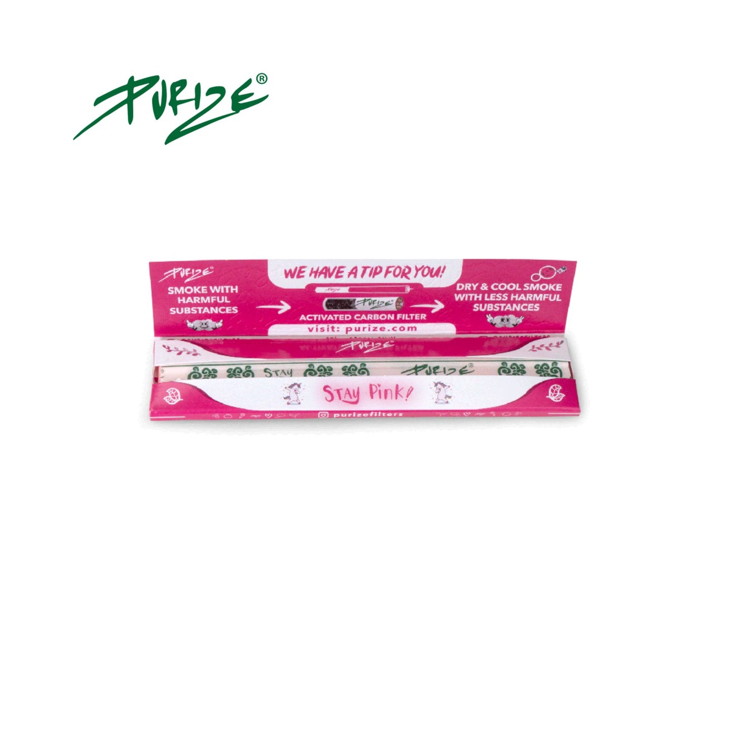 PURIZE Pink Rolling Papers - King Size Slim