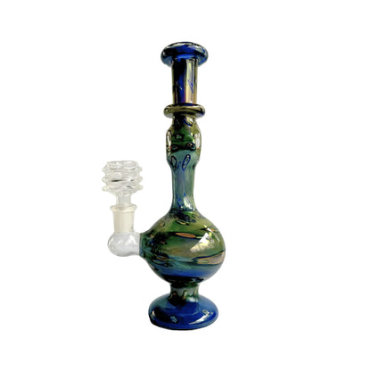 8-Inch Multi-Color Psychedelic Glass Bong - High-Gloss Borosilicate with Flat Disc Base