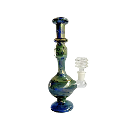 8-Inch Multi-Color Psychedelic Glass Bong - High-Gloss Borosilicate with Flat Disc Base