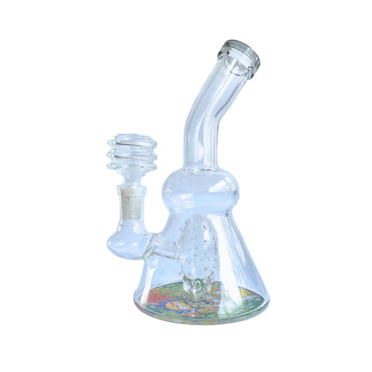 7-Inch Clear Glass Bong - Rick and Morty Design with Blue Accents