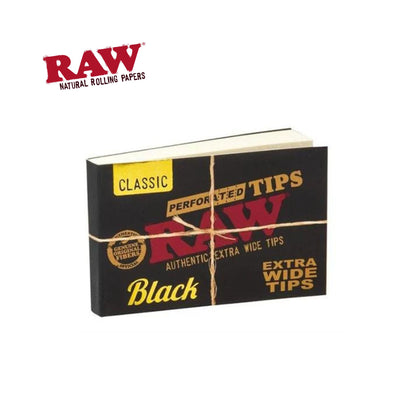 RAW Black Perforated Extra Wide Tips - 40 Tips