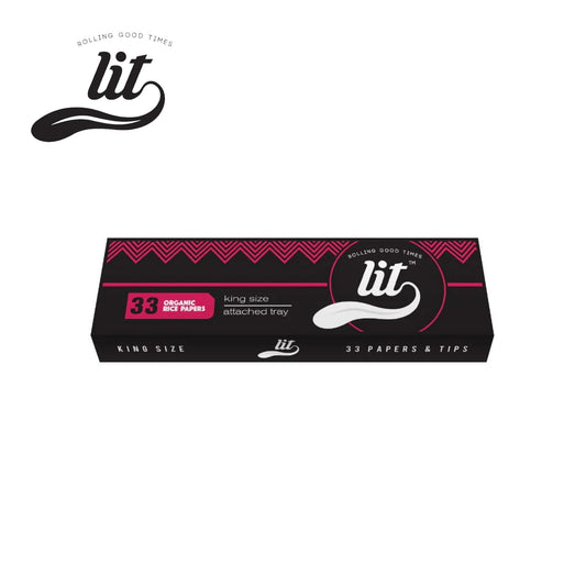 LIT PRO King Size Rolling Paper with Tips and Tray - White