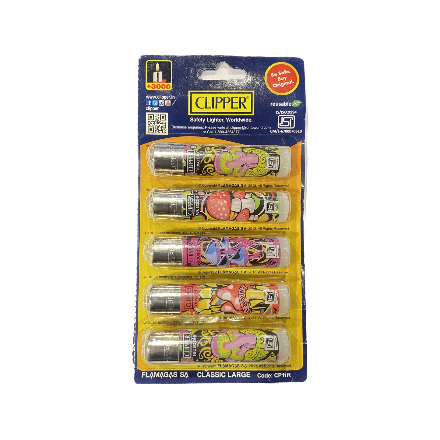 Clipper Pocket Lighters Pack of 5 - Random Design