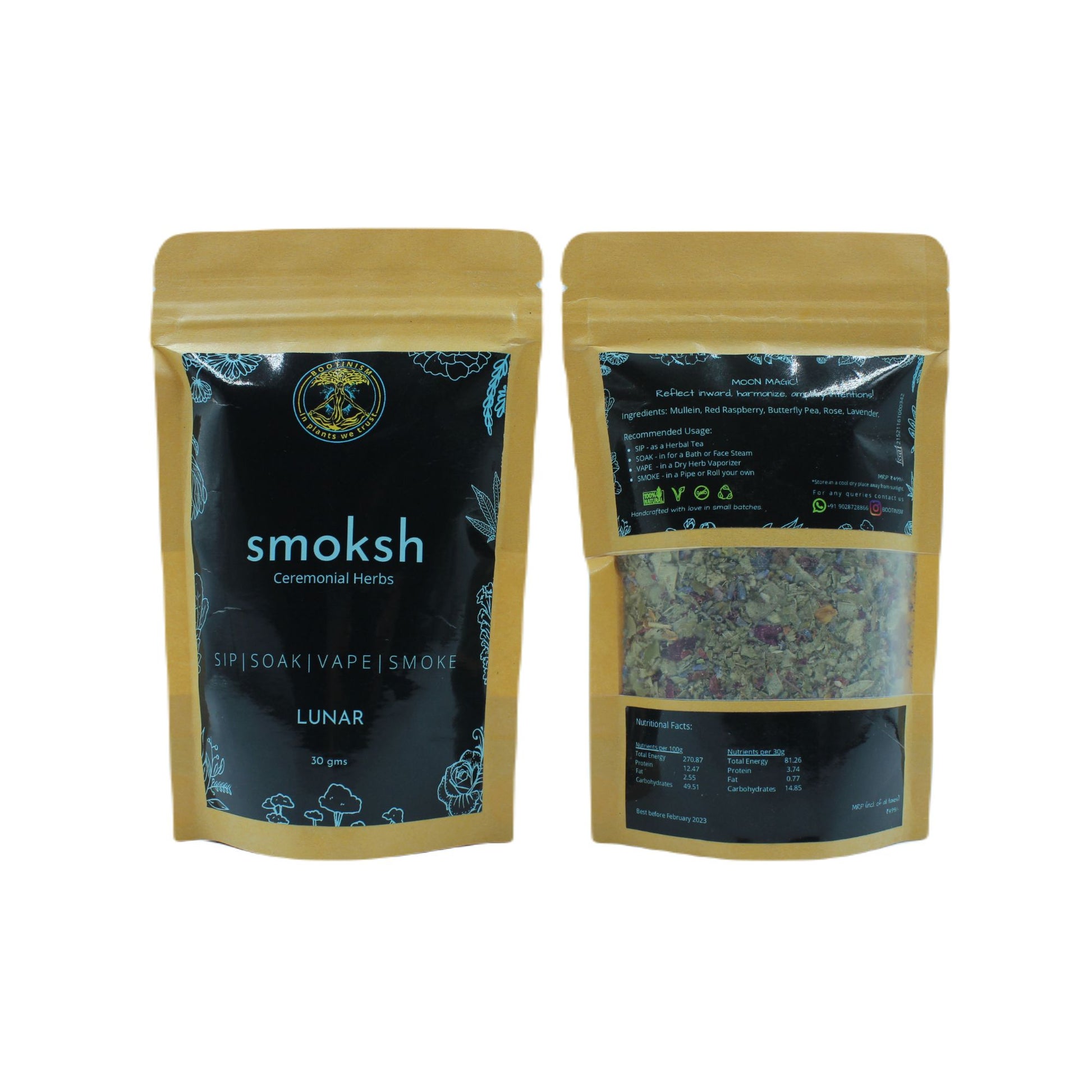 SMOKSH LUNAR Herbal Smoking Blend 30g  HighJack India